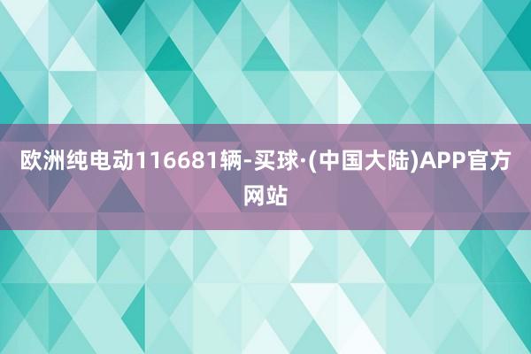 欧洲纯电动116681辆-买球·(中国大陆)APP官方网站