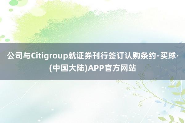 公司与Citigroup就证券刊行签订认购条约-买球·(中国大陆)APP官方网站