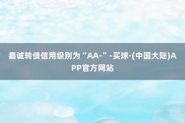 嘉诚转债信用级别为“AA-”-买球·(中国大陆)APP官方网站