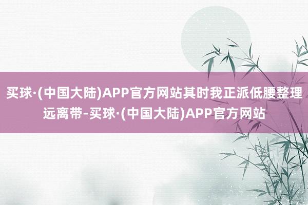 买球·(中国大陆)APP官方网站其时我正派低腰整理远离带-买球·(中国大陆)APP官方网站