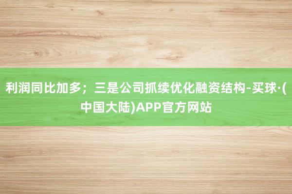 利润同比加多；三是公司抓续优化融资结构-买球·(中国大陆)APP官方网站