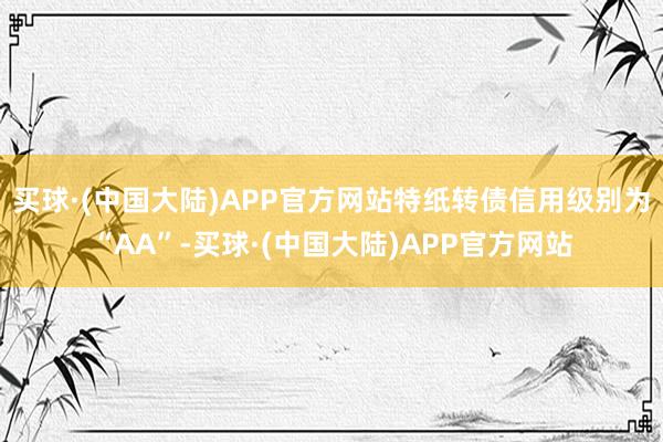 买球·(中国大陆)APP官方网站特纸转债信用级别为“AA”-买球·(中国大陆)APP官方网站