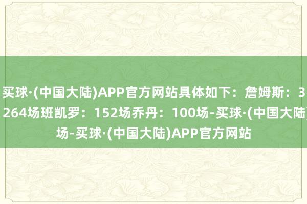 买球·(中国大陆)APP官方网站具体如下：詹姆斯：316场东契奇 ：264场班凯罗：152场乔丹：100场-买球·(中国大陆)APP官方网站